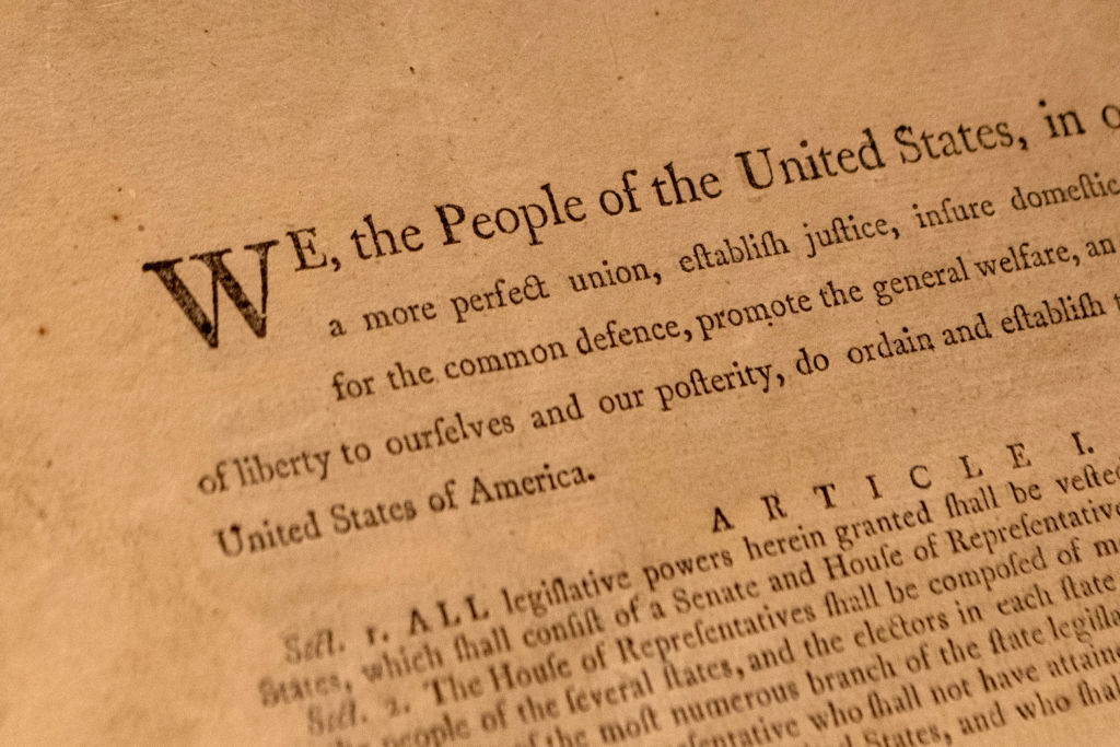 Imagen de un fragmento de la Constitución de Estados Unidos