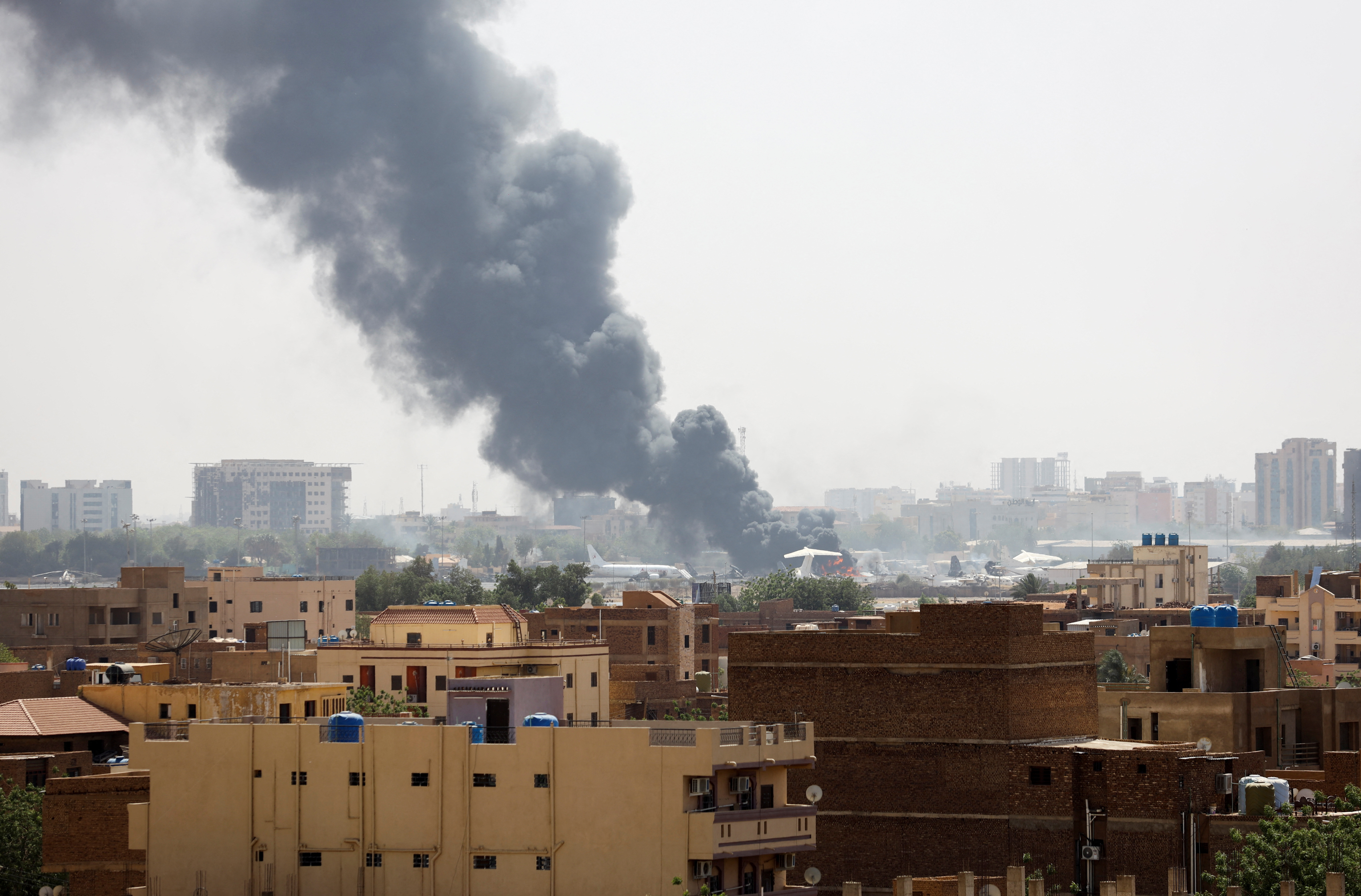 Smoke rising over Khartoum.
