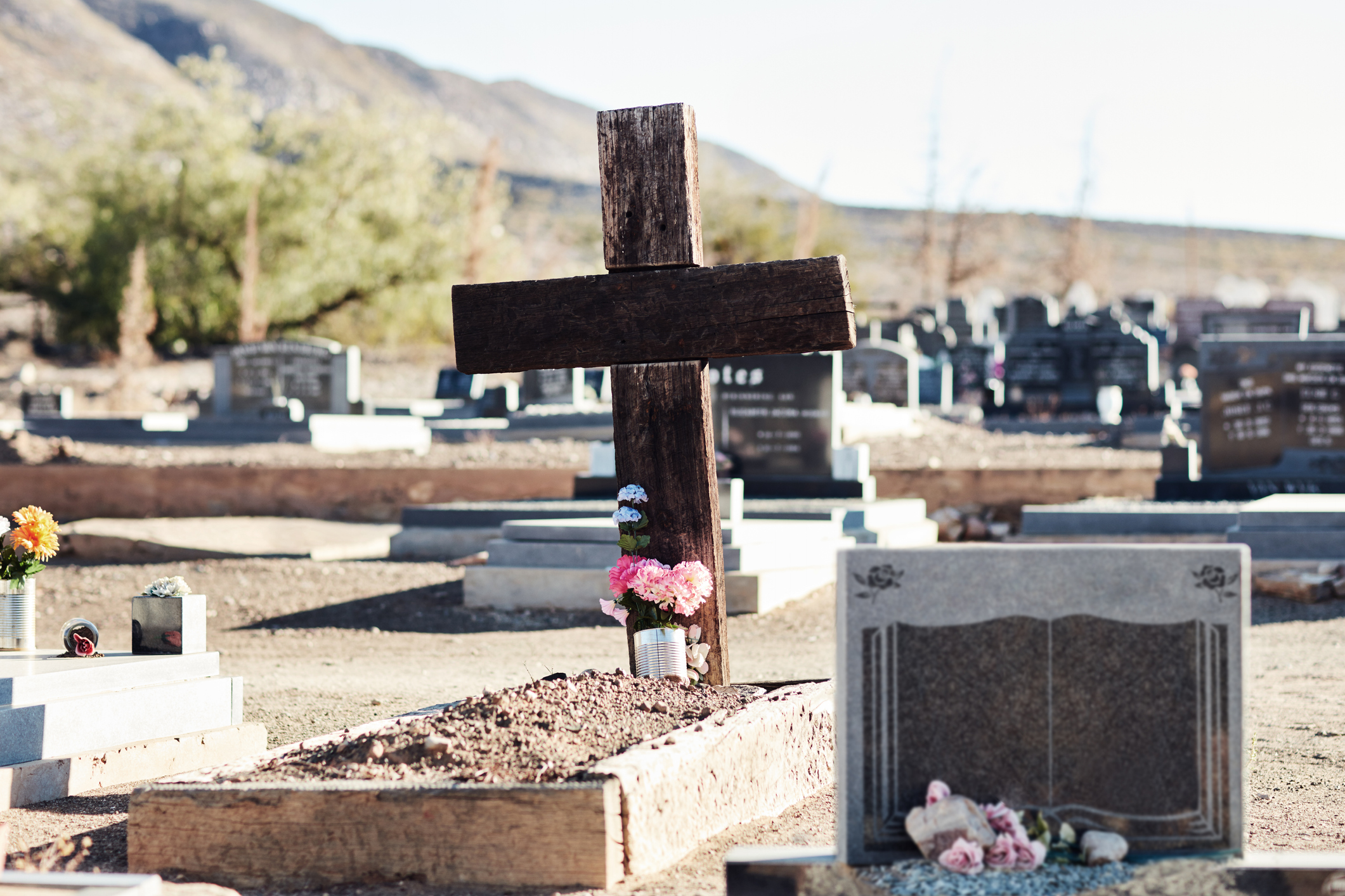 A crucifix headstone