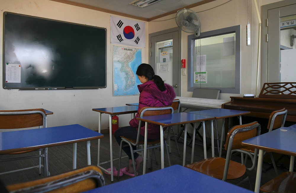 File image of a defector in a training centre in Seoul