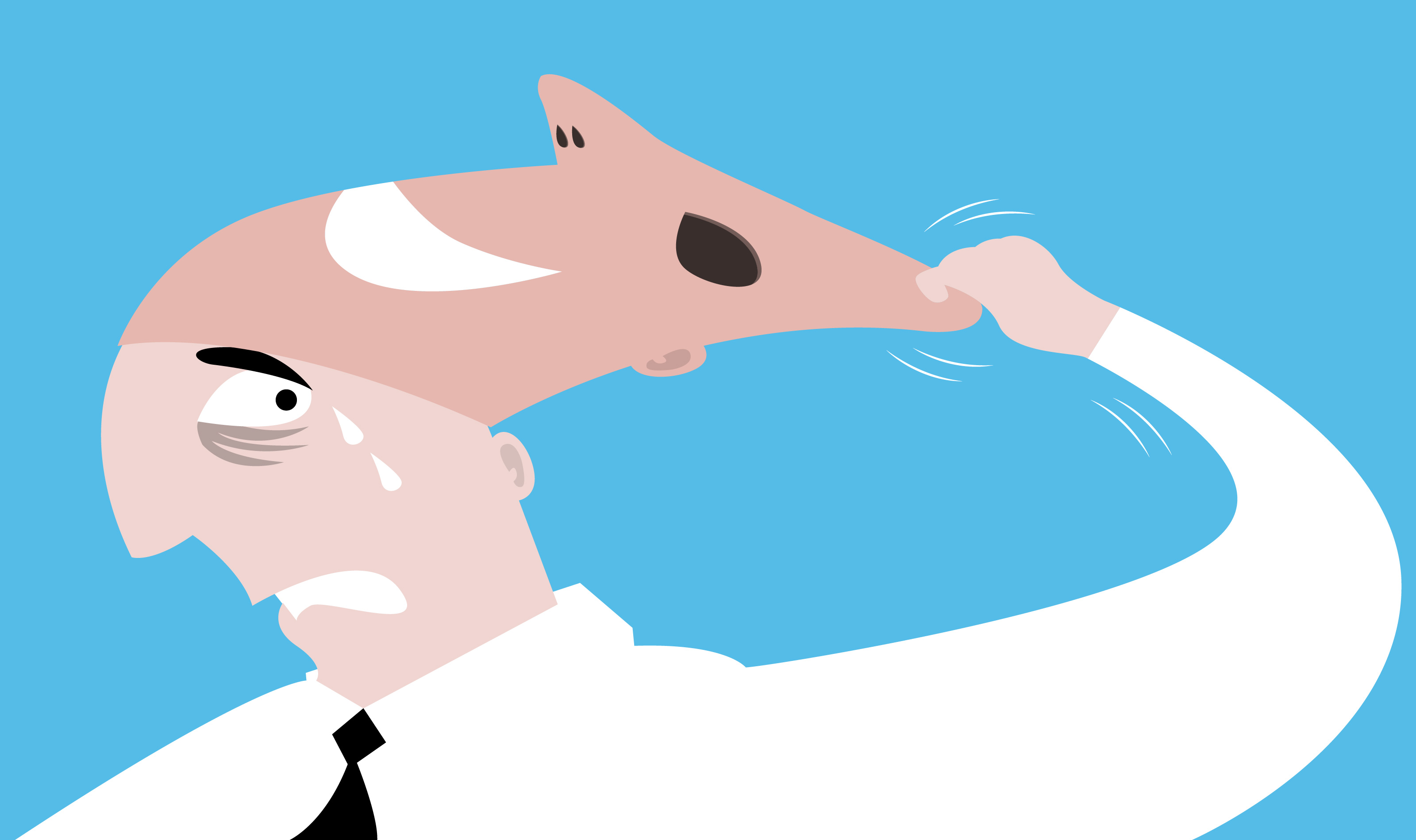 Una silueta de un hombre quitándose una máscara. 