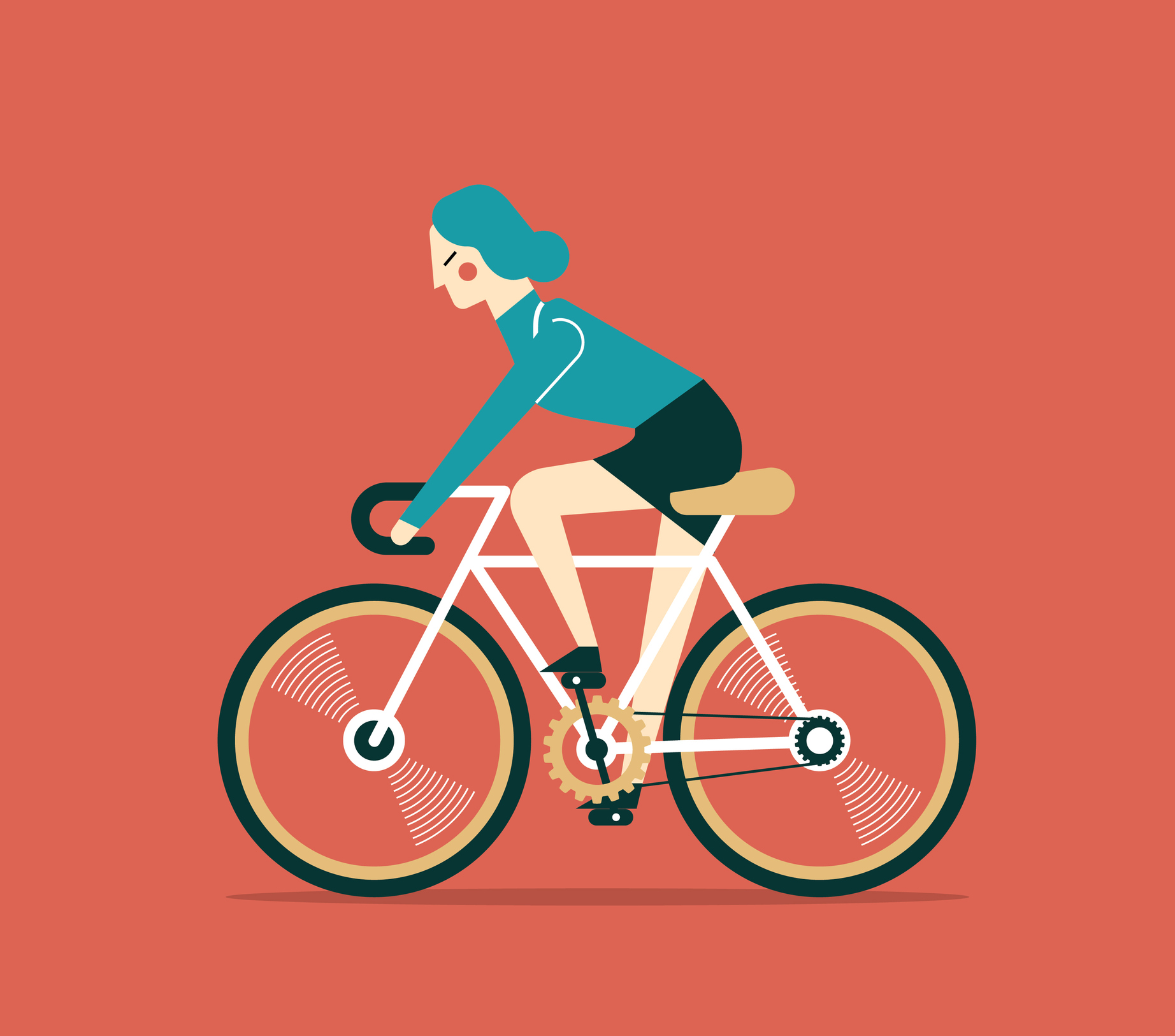 Cartoon of woman cycling