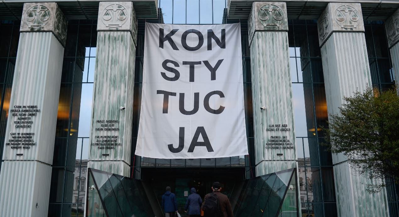 A demonstration in front of the supreme court in Warsaw following sweeping reforms