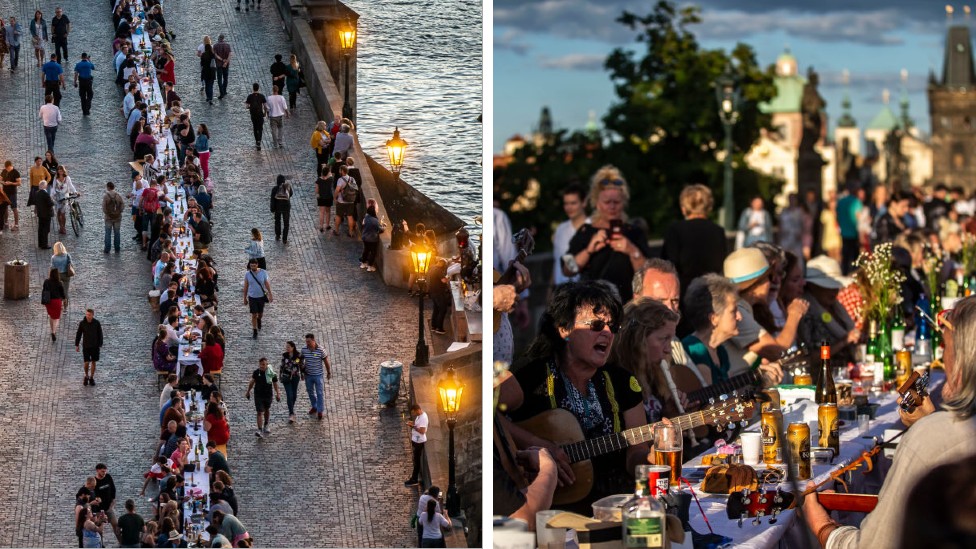 An infamous dinner party was held on the Charles Bridge to celebrate the end of 'this difficult period'