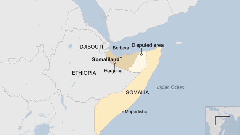 A map of Somalia and Somaliland