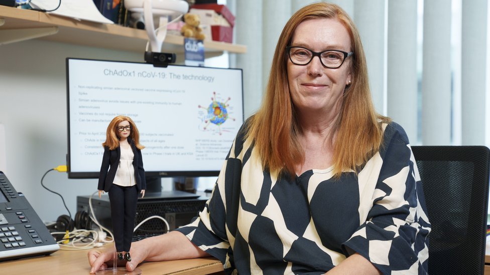 Prof Gilbert with her Barbie doll lookalike
