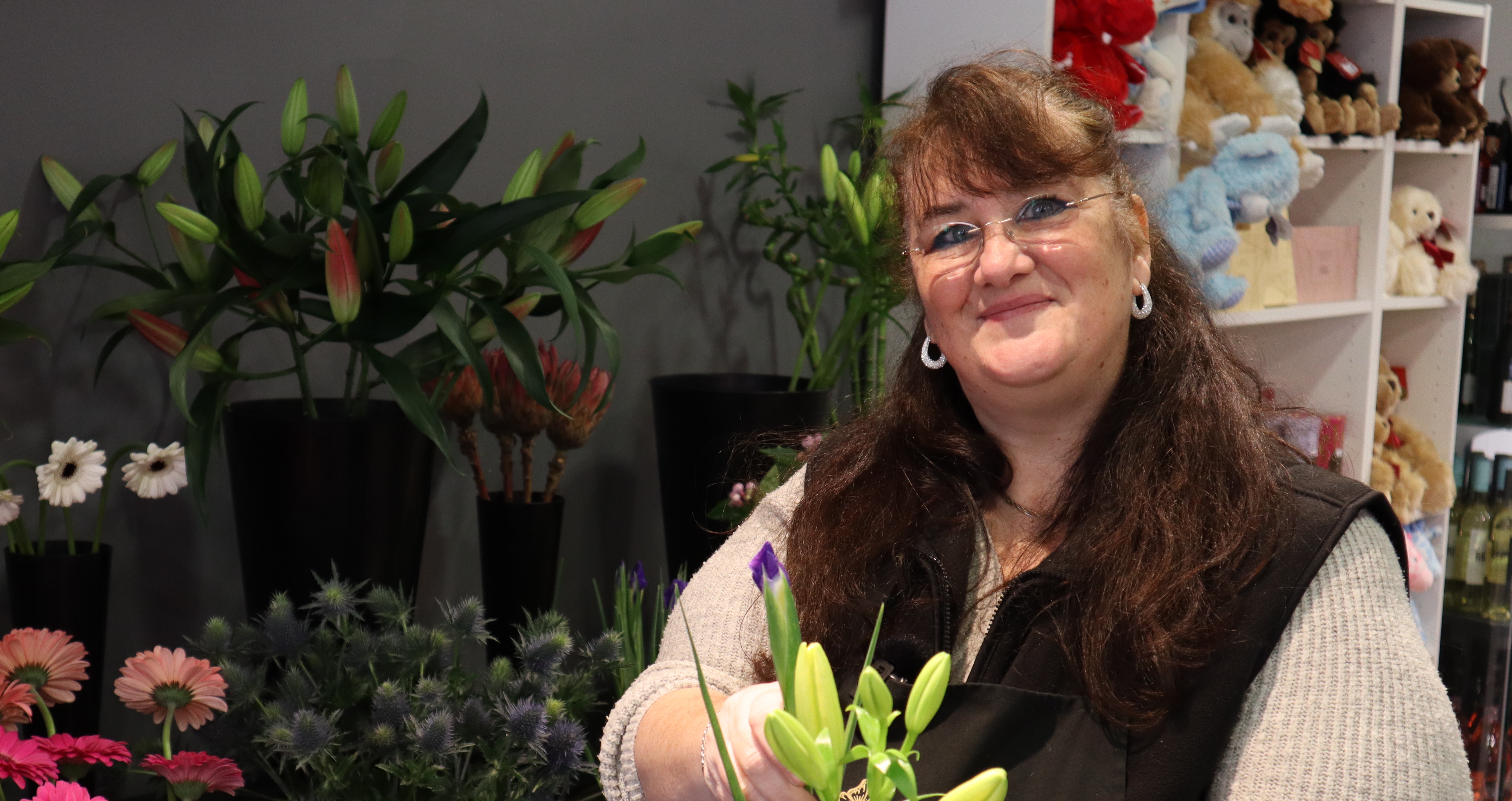 Florist Carol Parr in her shop