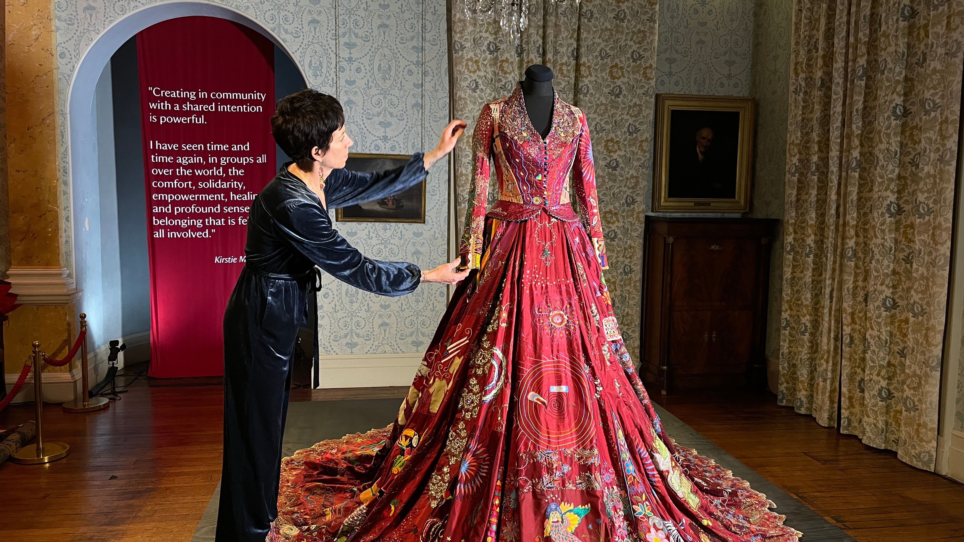 Record-breaking silk dress on display in Devon