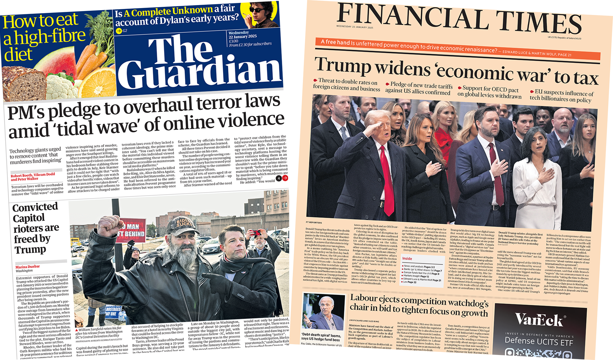Newspaper headlines: PM’s terror law overhaul and Trump widens