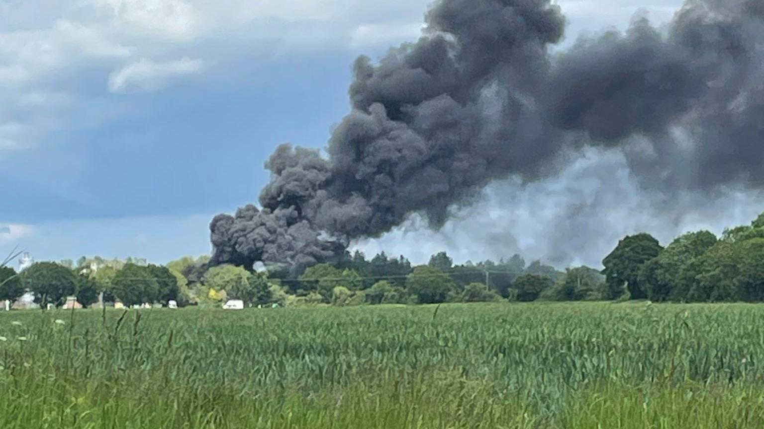 Rushall scrapyard fire causes large plume of black smoke