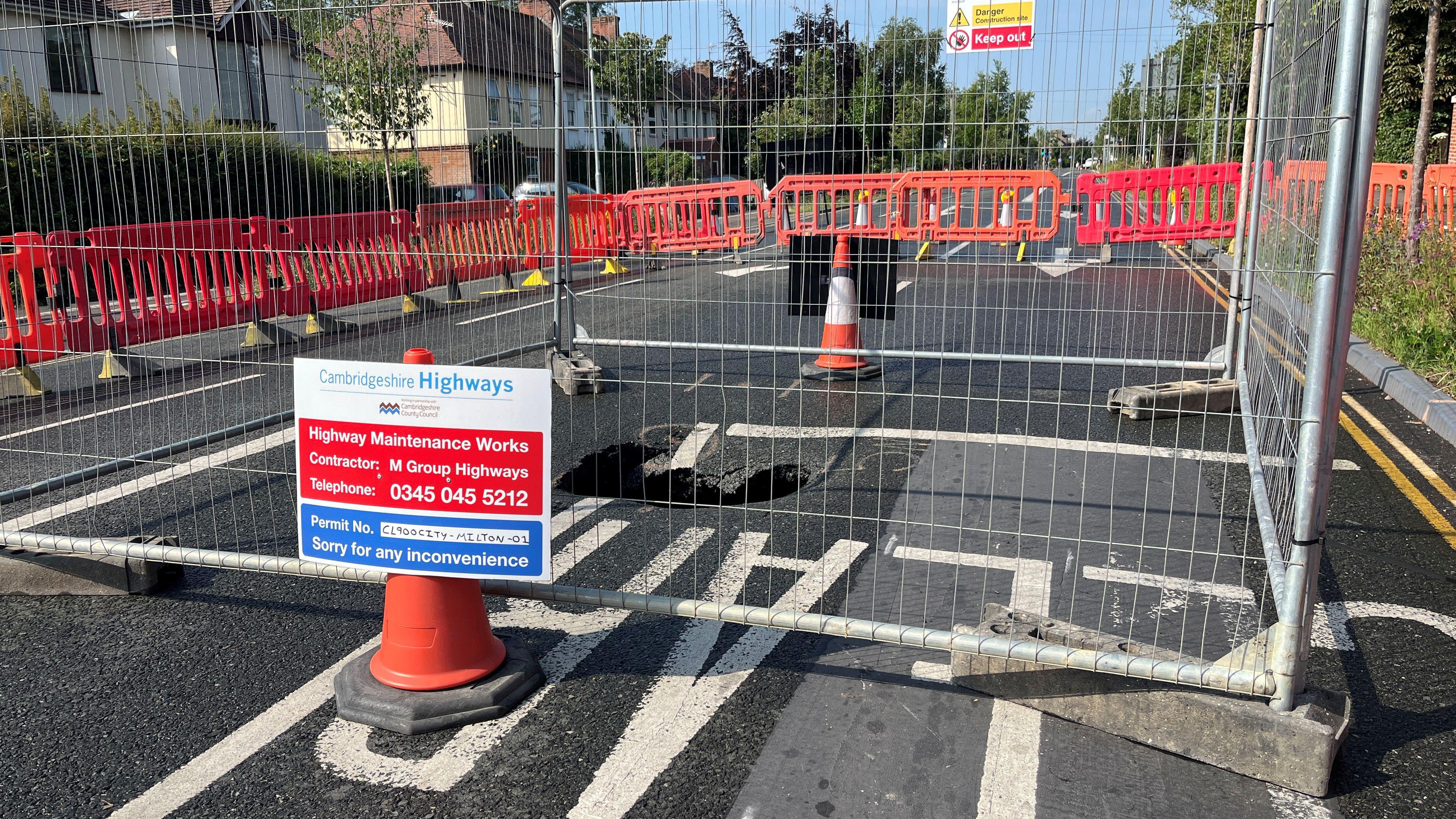 Cambridge sinkhole repairs delayed by unknown water source