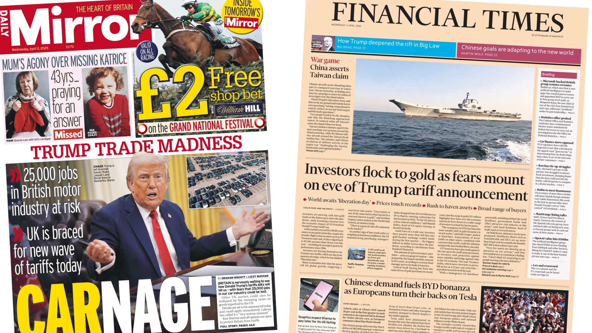 Newspaper headlines: 'Trump trade madness' and 'BYD bonanza'