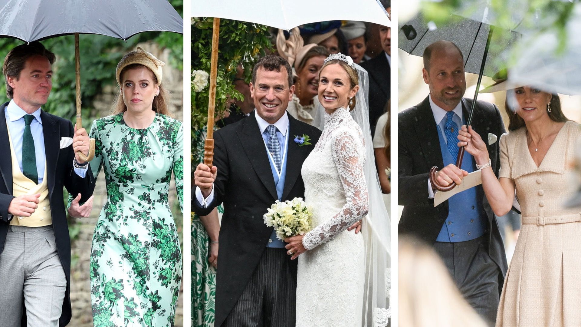 Watch: Umbrellas at the ready as royals gather for wedding