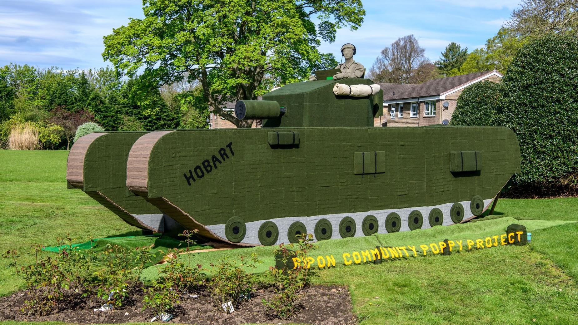 D-Day: Knitted life-size tank goes on show in Llandudno - BBC News