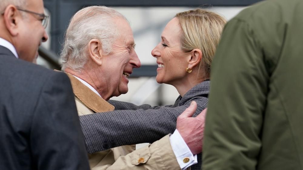 King Charles hugged by Zara Tindall at Royal Windsor Horse Show