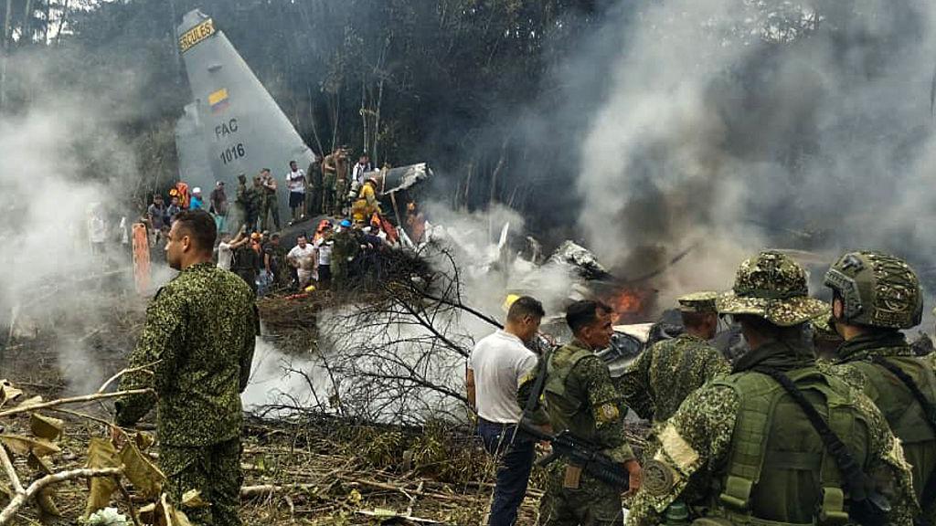 Colombian military plane crash kills at least 66